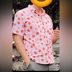 Strawberry Men’s button down shirt